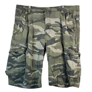 Steve &‎ Barry's Camo Cargo Shorts Sz 34 Green Utility Military Outdoor Y2K
